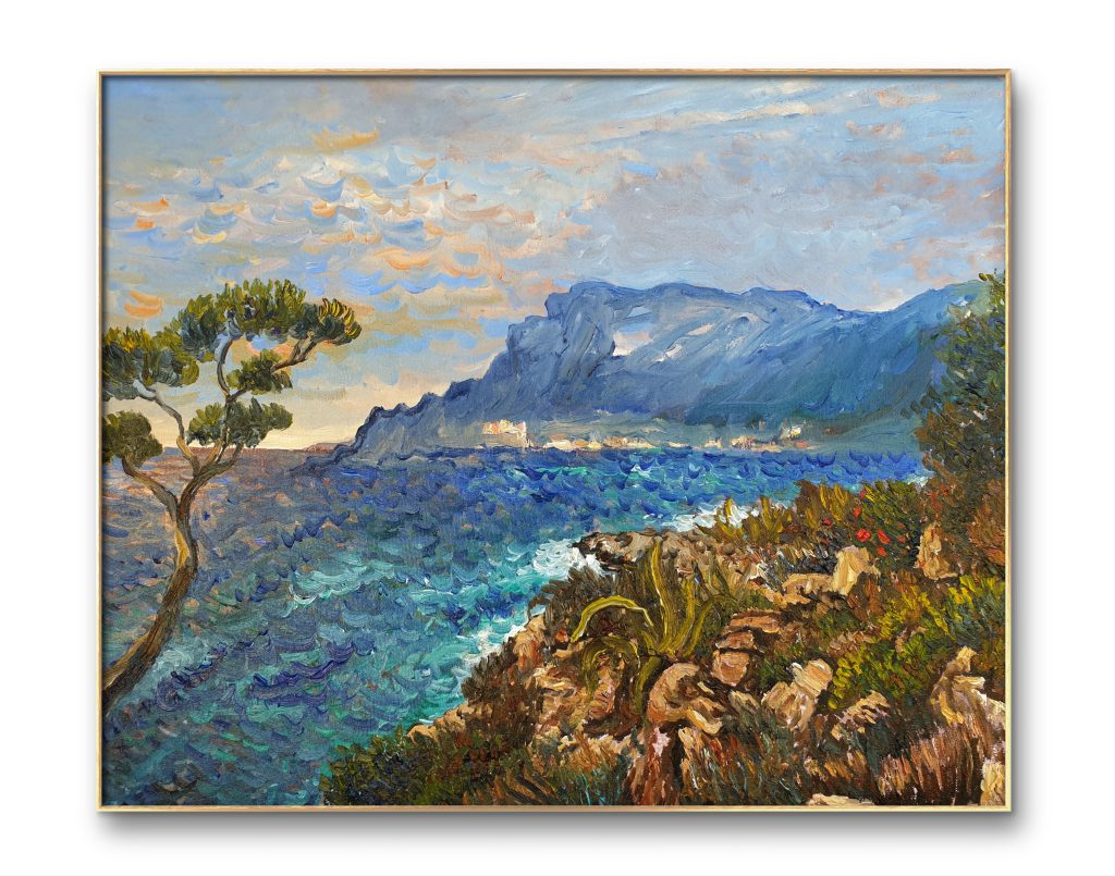Dialogue avec Claude Monet Monaco vu de Cap-Martin 2023 Oil on canvas by Florent Espana