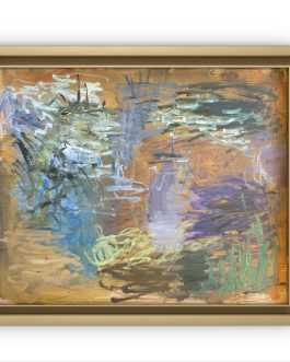 peinture a l huile expressioniste de florent espana representantr un paysage abstrait
